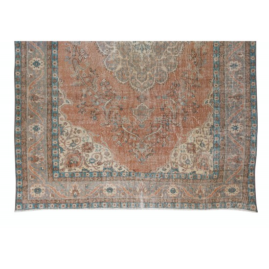 One-of-a-Kind Turkish Old Rug, Traditional Handmade Vintage Carpet