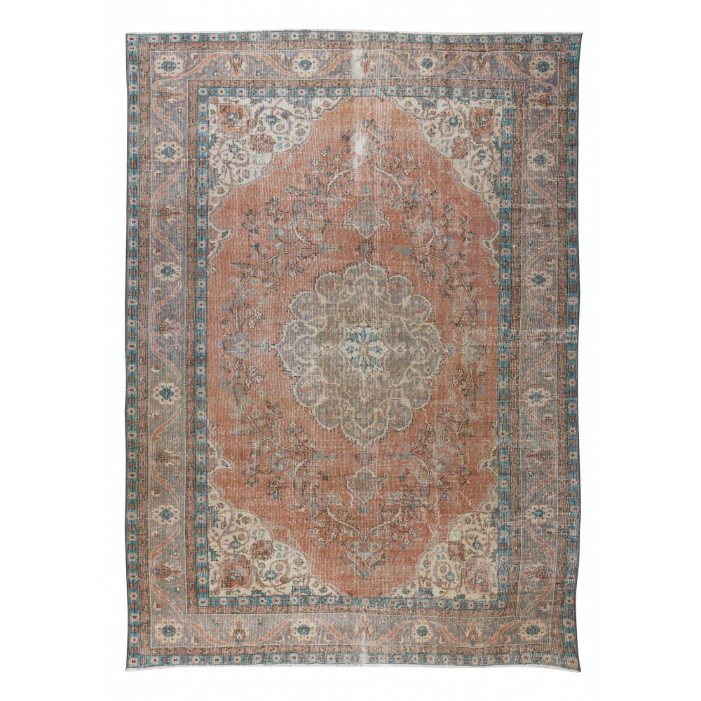 One-of-a-Kind Turkish Old Rug, Traditional Handmade Vintage Carpet