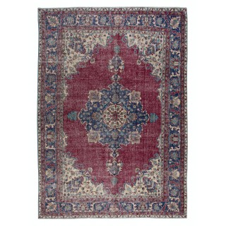 Vintage Handmade Turkish Area Rug with Medallion Design