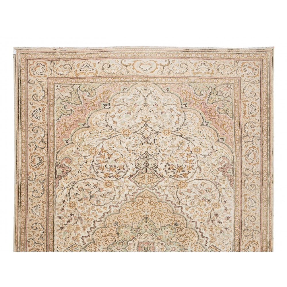 Contemporary Hand-Knotted Turkish Oushak Area Rug with Medallion Design, 100% Wool