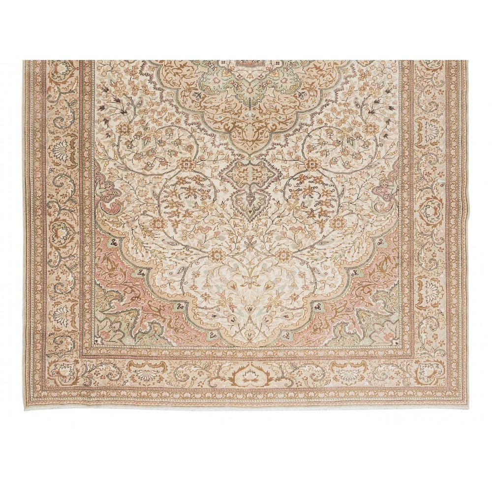 Contemporary Hand-Knotted Turkish Oushak Area Rug with Medallion Design, 100% Wool