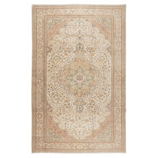 Contemporary Hand-Knotted Turkish Oushak Area Rug with Medallion Design, 100% Wool