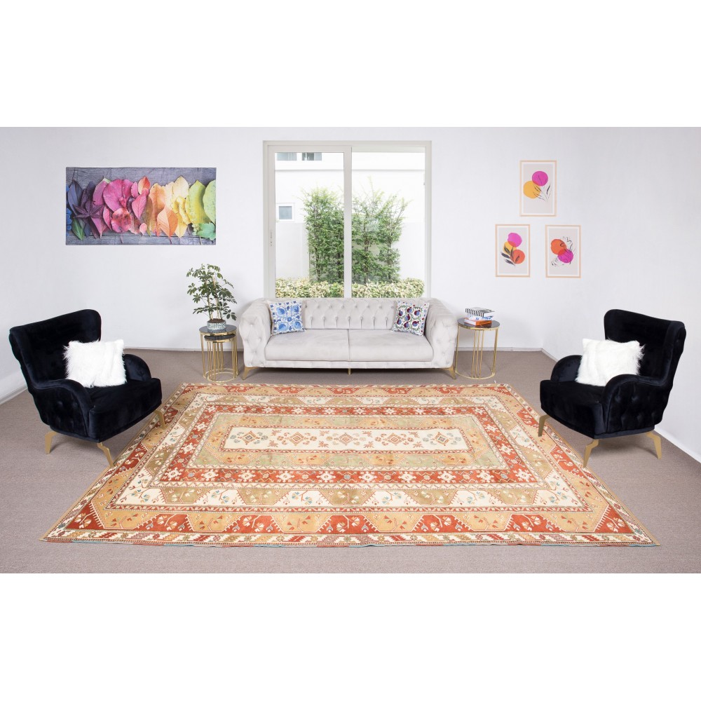 Unique Handmade Turkish Area Rug, Modern Hand Knotted Carpet, 100% Wool