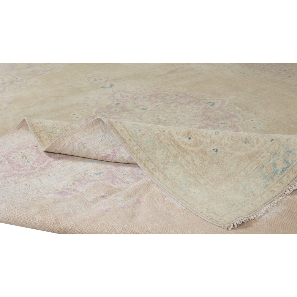 Vintage Hand-Knotted Turkish Oushak Area Rug, Wool Carpet