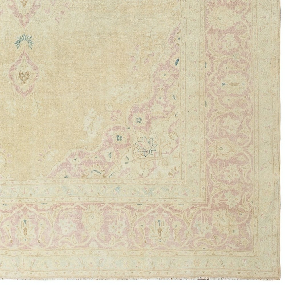 Vintage Hand-Knotted Turkish Oushak Area Rug, Wool Carpet