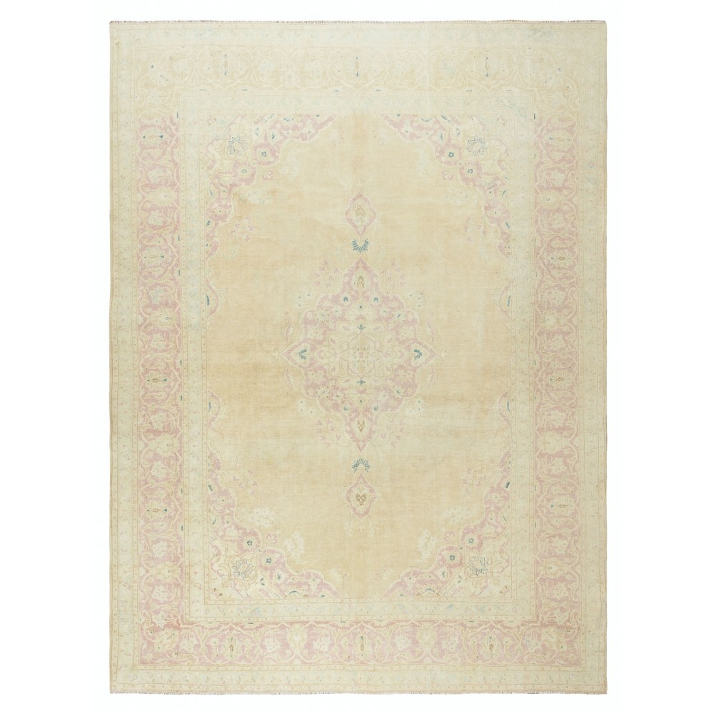 Vintage Hand-Knotted Turkish Oushak Area Rug, Wool Carpet