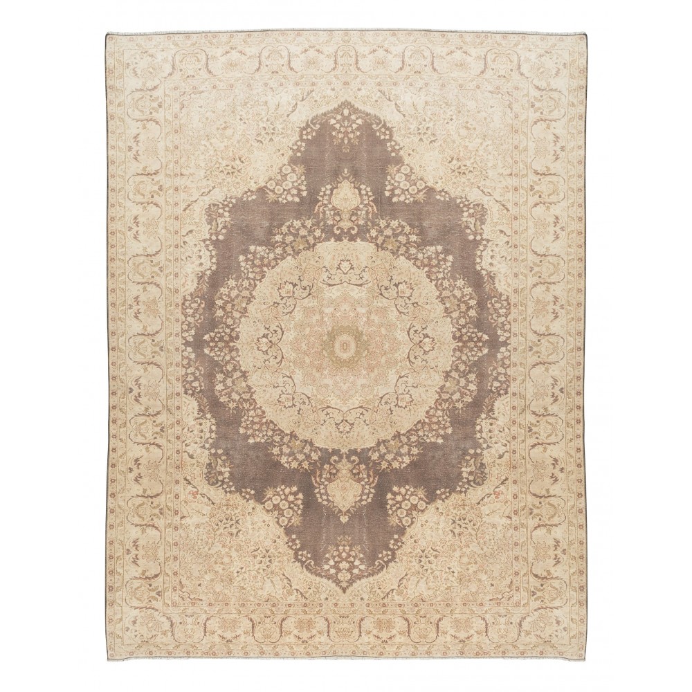 One-of-a-Kind Handmade Turkish Oushak Area Rug, Vintage Sun Faded Carpet