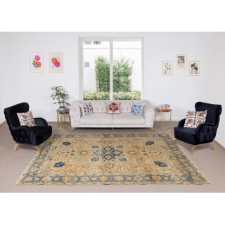 Vintage Hand Knotted Area Rug, Floral Pattern Turkish Carpet, 100% Wool