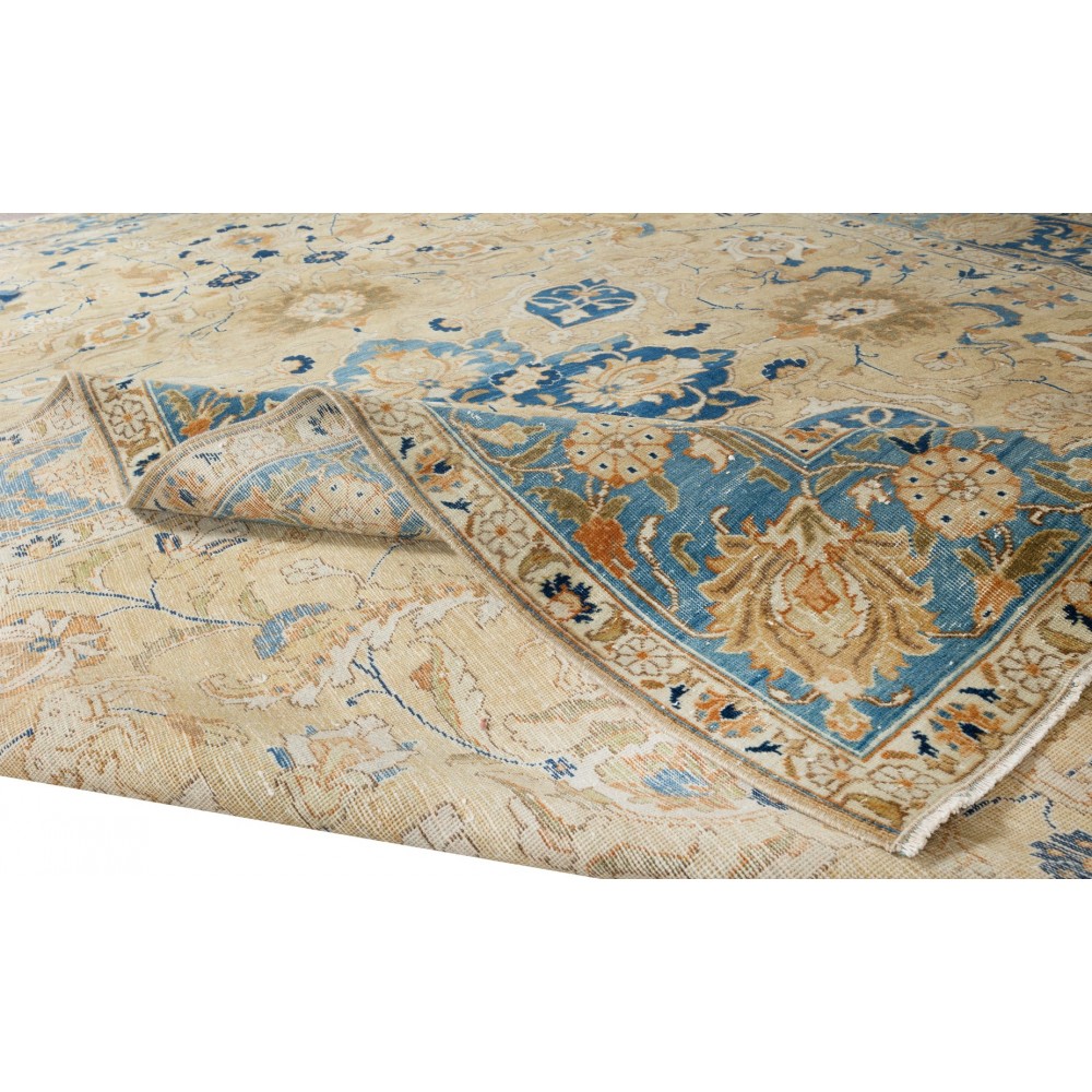 Vintage Hand Knotted Area Rug, Floral Pattern Turkish Carpet, 100% Wool