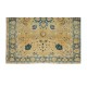 One-of-a-Kind Hand Knotted Area Rug, Vintage Turkish Floral Pattern Wool Carpet