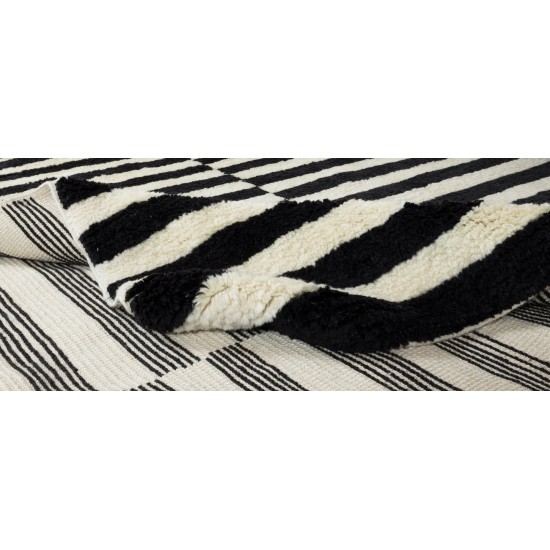 Contemporary Striped Hand-Knotted "Tulu" Rug Made of Natural Wool, Custom Options Available