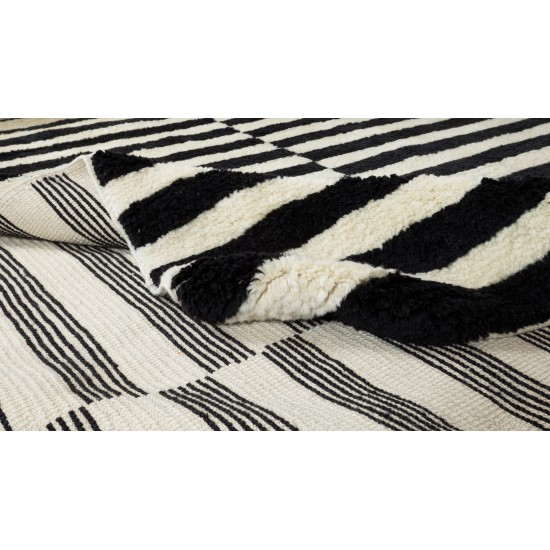 Contemporary Striped Hand-Knotted "Tulu" Rug Made of Natural Wool, Custom Options Available