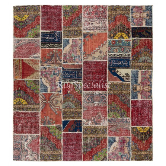 Handmade Turkish Patchwork Rug Made from Vintage Carpets Handmade Turkish Patchwork Rug Made from Vintage Carpets