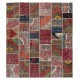 Handmade Turkish Patchwork Rug Made from Vintage Carpets