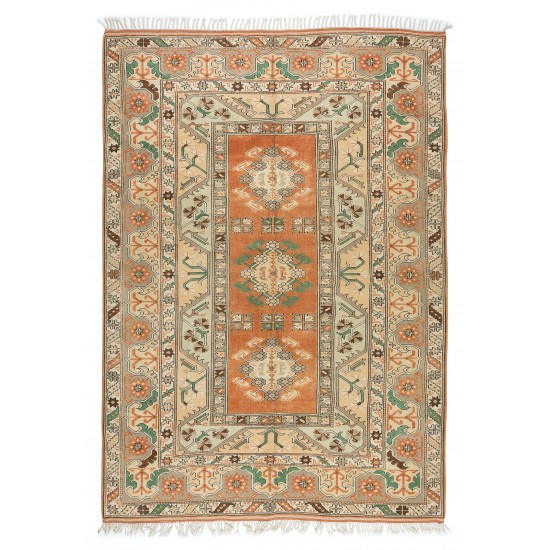 Hand Knotted Vintage Large Wool Rug from Turkey / Milas, 100% Wool, Unique Carpet