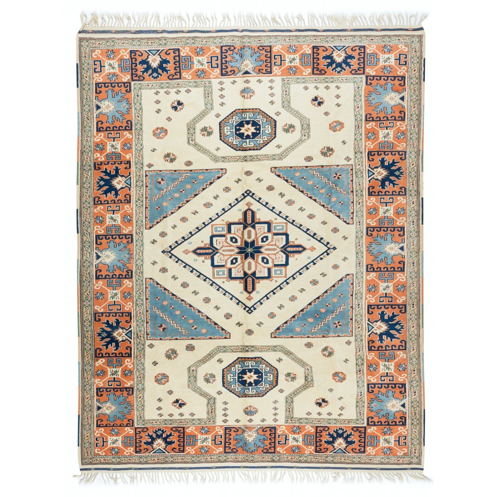 Handmade Turkish Area Rug, Modern Geometric Carpet, 100% Wool
