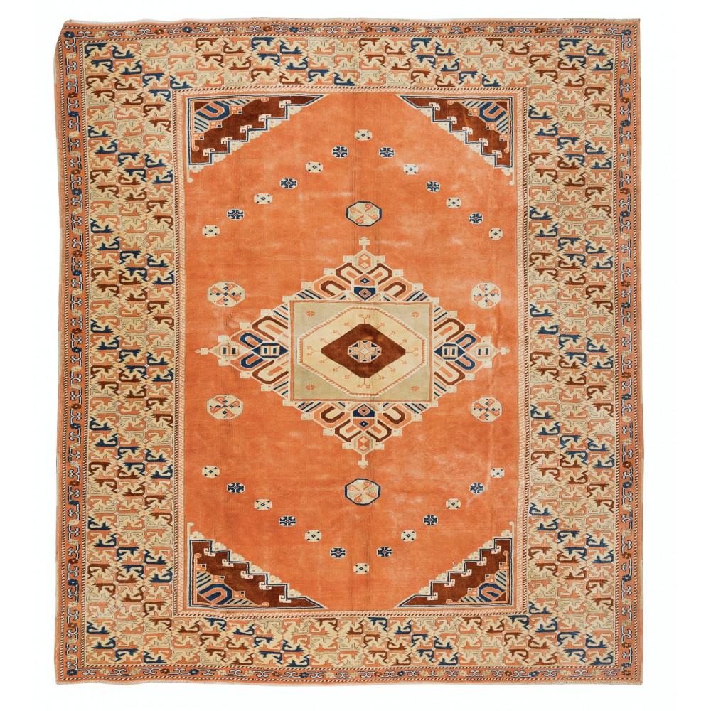 Handmade Turkish Area Rug, 100% Wool, Vintage Living Room Decor Carpet
