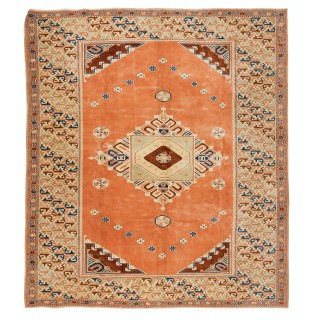 Handmade Turkish Area Rug, 100% Wool, Vintage Living Room Decor Carpet