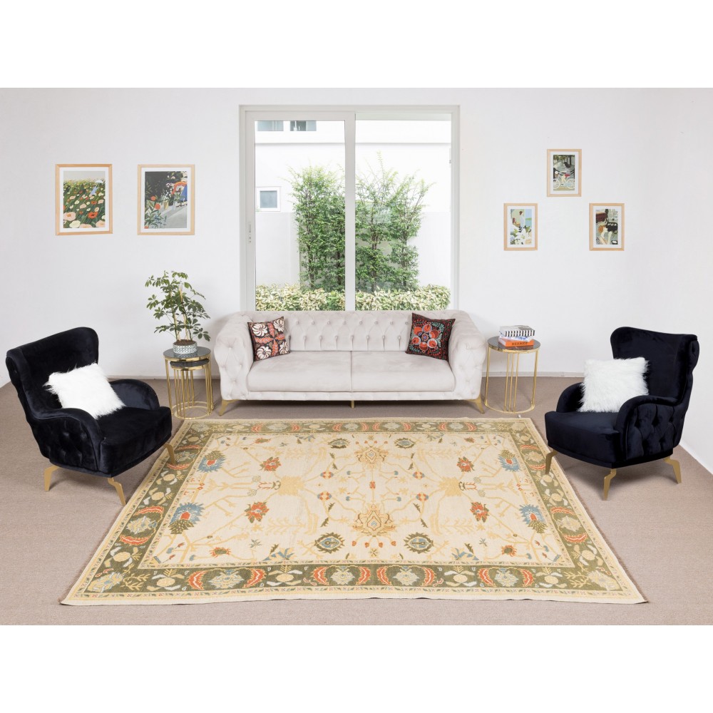 Hand Knotted Area Rug, Handmade Turkish Carpet, 100% Wool