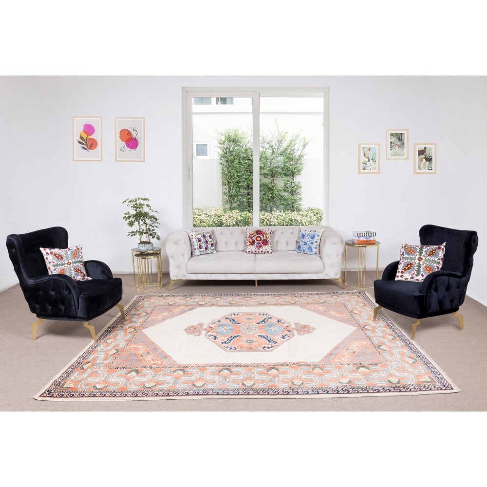 Decorative Handmade Turkish Area Rug, 100% Wool