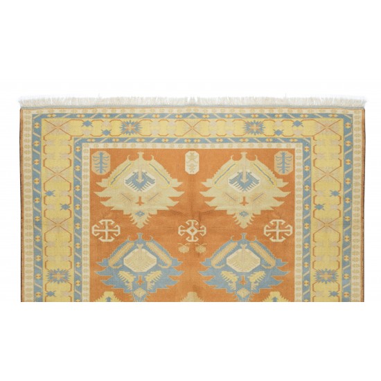 Unique Turkish Geometric Rug, Traditional Vintage Handmade Carpet