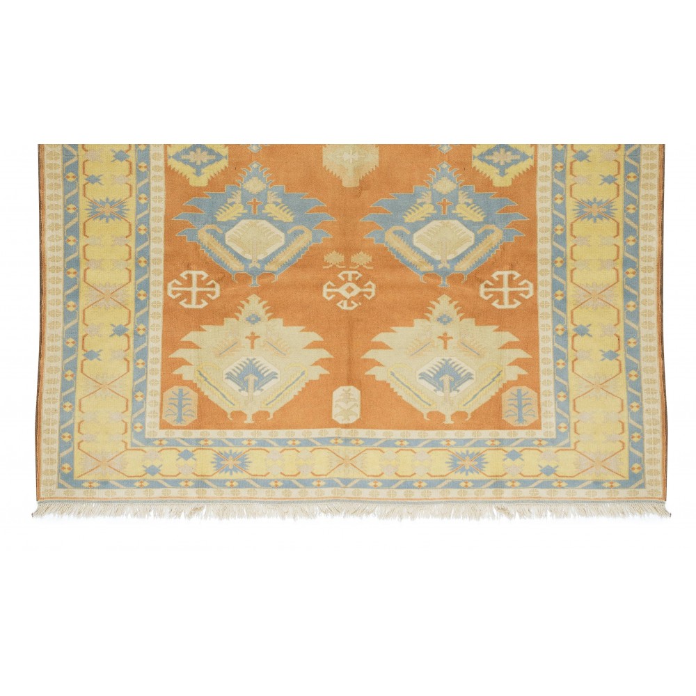 Unique Turkish Geometric Rug, Traditional Vintage Handmade Carpet