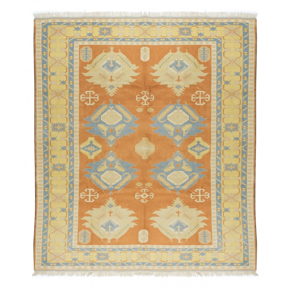Unique Turkish Geometric Rug, Traditional Vintage Handmade Carpet