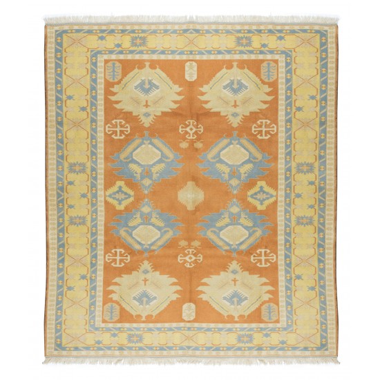 Unique Turkish Geometric Rug, Traditional Vintage Handmade Carpet