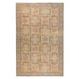 Hand Knotted Vintage Turkish Kysari Large Wool Rug, Geometric Design & Tribal Patterns