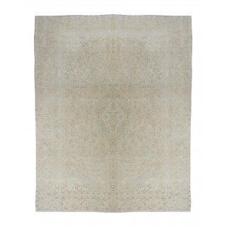 Unique Vintage Beige Large Area Rug, Sun Faded Handmade Turkish Carpet