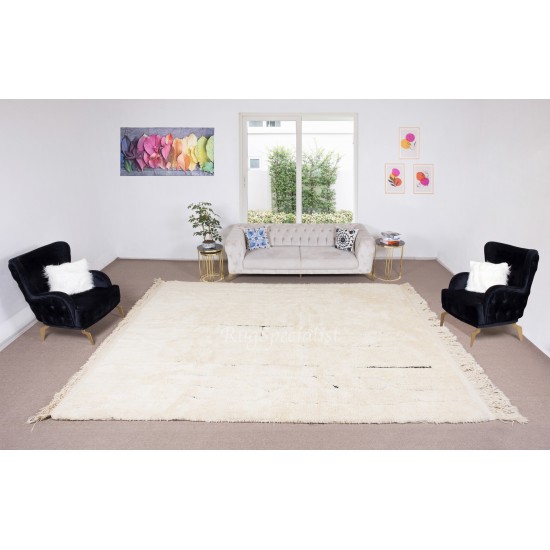 Contemporary Hand Knotted Tulu Rug, 100% Soft Natural Wool, Custom Options Available