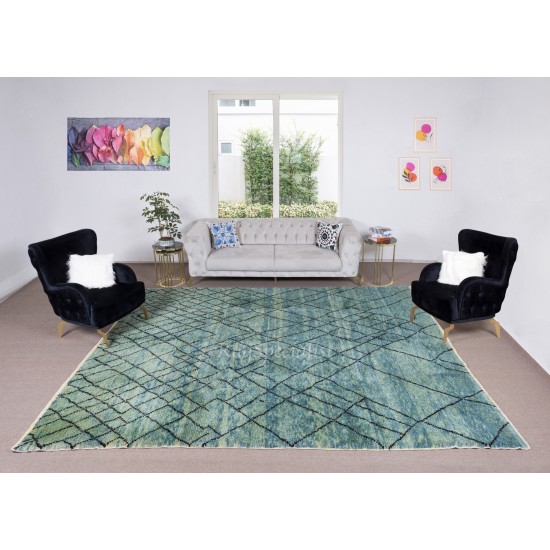 Contemporary Hand-Knotted Moroccan "Tulu" Wool Rug with Diamond Design