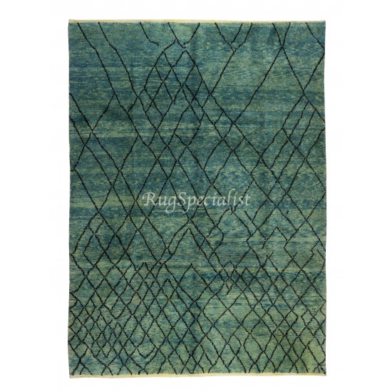 Contemporary Hand-Knotted Moroccan "Tulu" Wool Rug with Diamond Design
