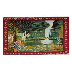 One of a Kind, 1 of a Pair of Vintage Pictorial Rug, Wall Hanging