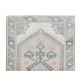 Vintage Turkish Accent Rug with Soft Colors, Handmade Bath Mat, Decorative Door Mat. 100% Wool