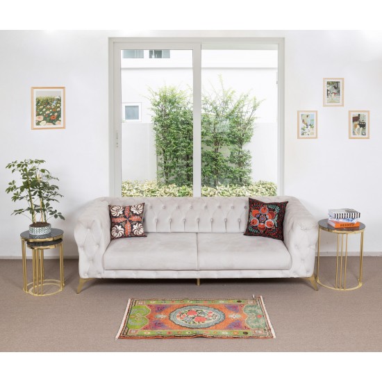 Handmade Mid-Century Central Anatolian Accent Rug with Floral Design, Circa 1960 Handmade Mid-Century Central Anatolian Accent Rug with Floral Design, Circa 1960