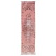 Hand-Knotted Turkish Runner Rug Over-Dyed in Pink for Hallway Decor, Vintage Corridor Carpet