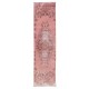Hand-Knotted Turkish Runner Rug Over-Dyed in Pink for Hallway Decor, Vintage Corridor Carpet Hand-Knotted Turkish Runner Rug Over-Dyed in Pink for Hallway Decor, Vintage Corridor Carpet