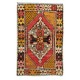 Vintage Hand Knotted Floral Pattern Turkish Accent Rug, Circa 1960
