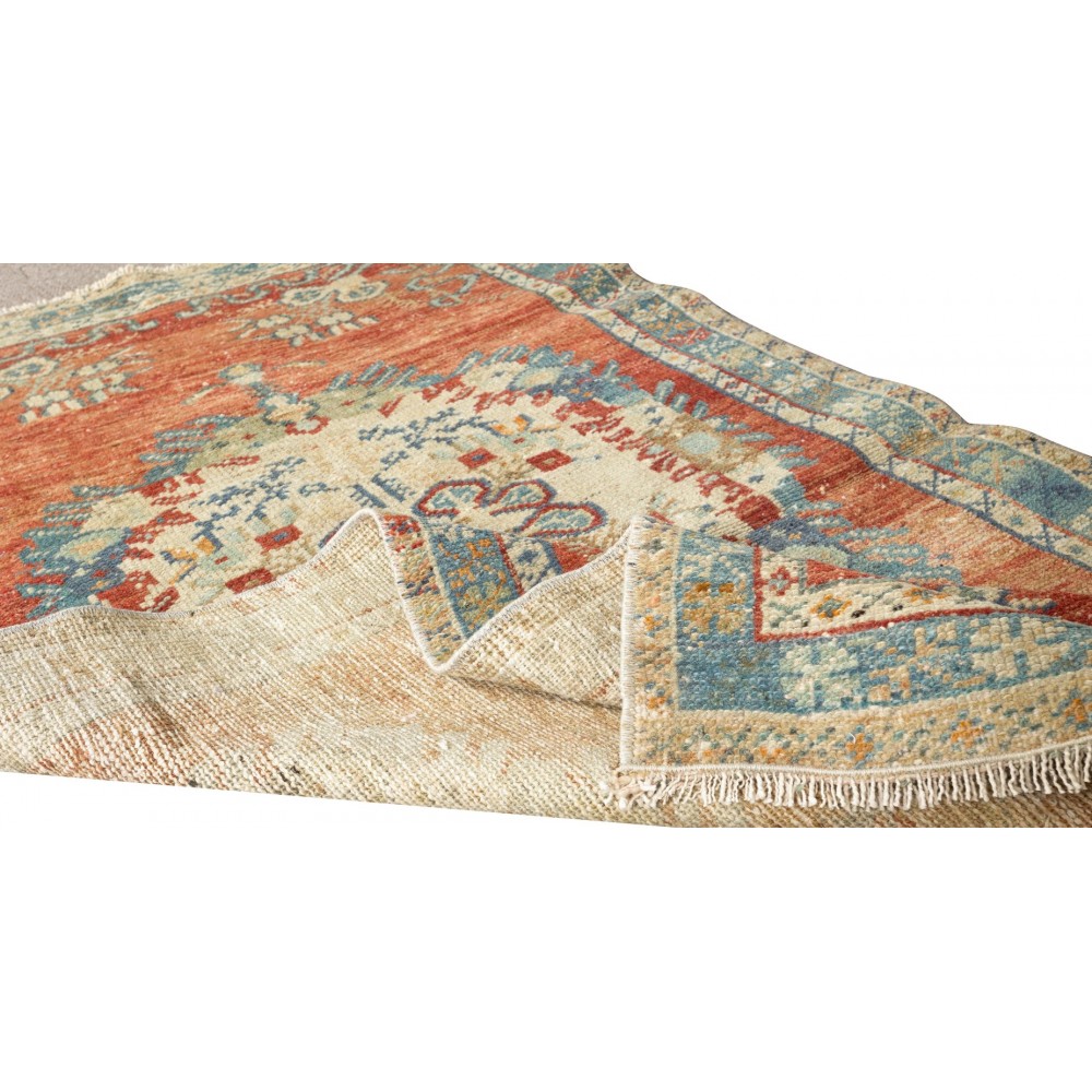 Vintage Hand Knotted Turkish Accent Rug, Circa 1960, Medallion Pattern Small Rug