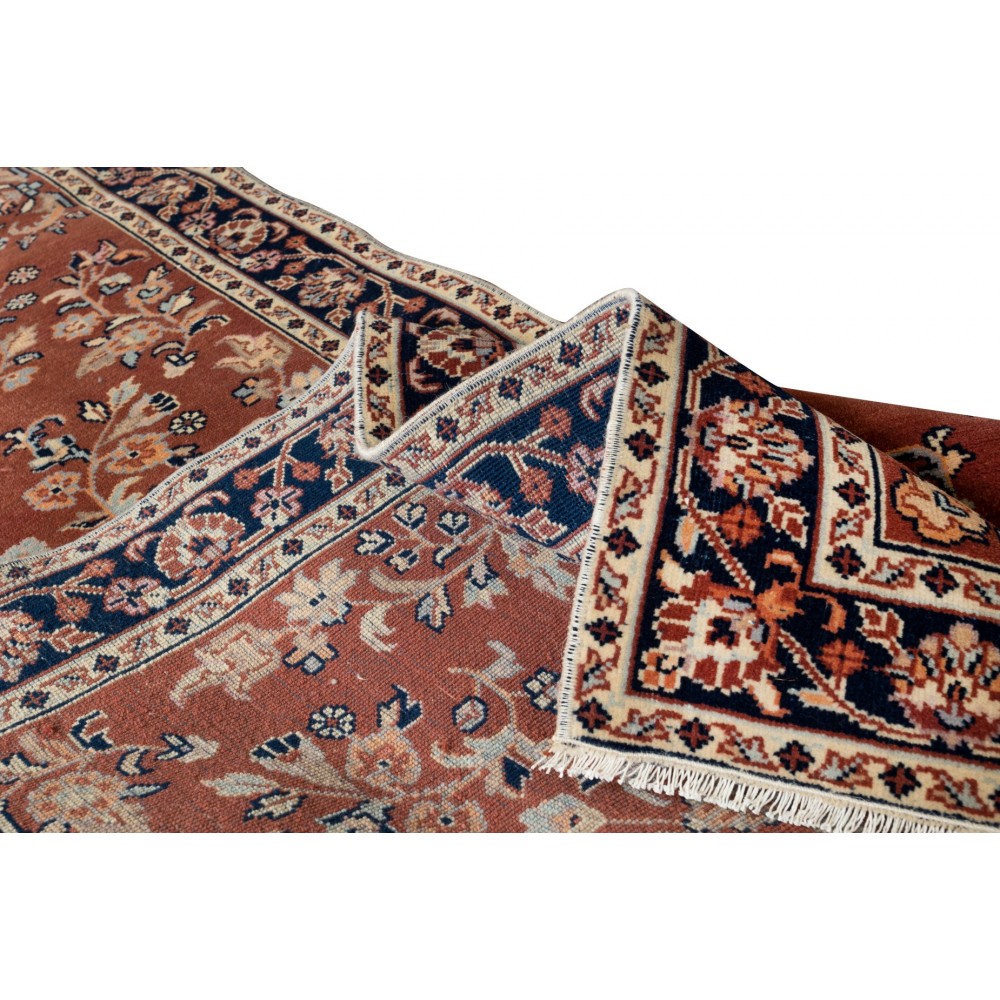 Turkish Hand Knotted Hallway Runner Rug with Floral Motif, Vintage Corridor Carpet