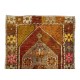 Old Handmade Scatter Accent Rug with Floral Design. Wool Turkish Doormat