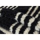 Hand-Knotted "Tulu" Runner Rug Made of Black & Cream Wool, Custom Options Available