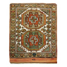 Vintage Hand Knotted Accent Rug, Authentic Geometric Pattern Turkish Small Carpet