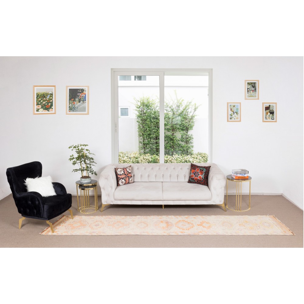 Vintage Handmade Anatolian Wool Runner Rug, Narrow Hallway Carpet
