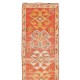 Vintage Hand Knotted Turkish Hallway Runner Rug, Geometric Pattern Corridor Carpet