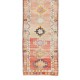 Traditional Hand Knotted Turkish Hallway Runner Rug, Mid-Century Geometric Pattern Corridor Carpet