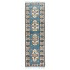 Vintage Handmade Turkish Hallway Runner Rug in Blue. 100% Wool