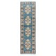 Traditional Hand Knotted Turkish Hallway Runner Rug, Mid-Century Geometric Pattern Corridor Carpet