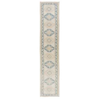 Vintage Hand-Knotted Anatolian Oushak Runner Rug for Hallway Decor
